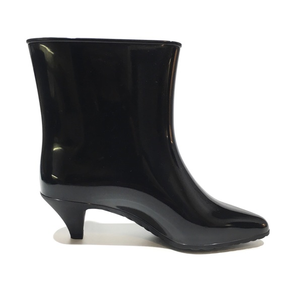 GUCCI INTERLOCKING G SHINNY RUBBER ANKLE BOOTS -BLACK -WOMEN’S US 8 -NEW - Picture 9 of 10